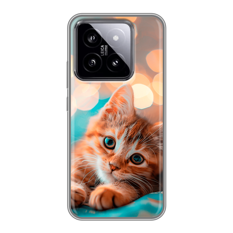 Силиконовый чехол на Xiaomi 14 с принтом котик Силиконовый чехол на Xiaomi 14 с принтом котик