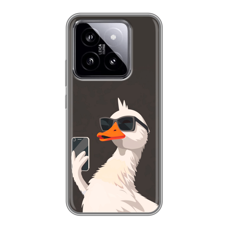 Силиконовый чехол на Xiaomi 14 с принтом утка в очках Силиконовый чехол на Xiaomi 14 с принтом утка в очках