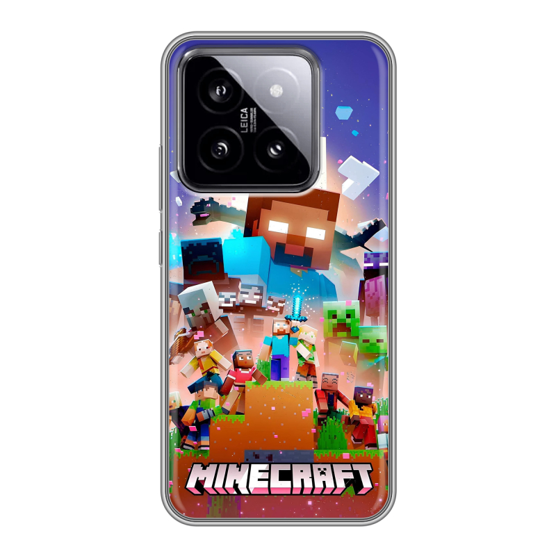 Силиконовый чехол на Xiaomi 14 с принтом Майнкрафт Minecraft Силиконовый чехол на Xiaomi 14 с принтом Майнкрафт Minecraft