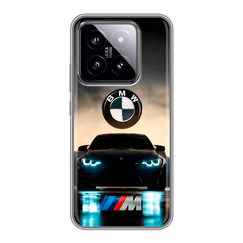 Силиконовый чехол на Xiaomi 14 с принтом БМВ BMW Силиконовый чехол на Xiaomi 14 с принтом БМВ BMW