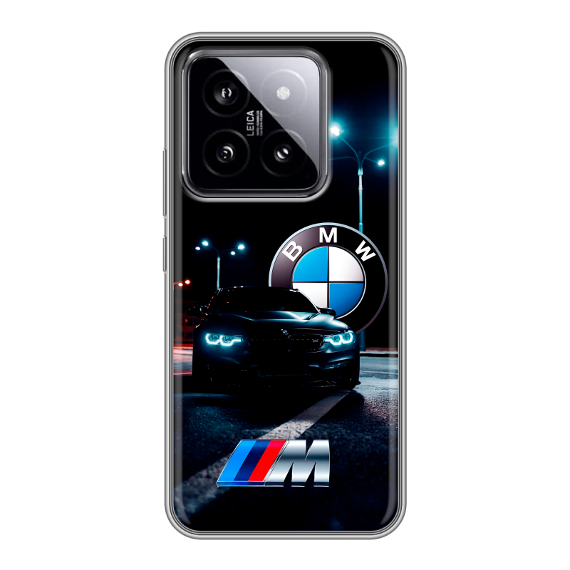 Силиконовый чехол на Xiaomi 14 с принтом БМВ BMW Силиконовый чехол на Xiaomi 14 с принтом БМВ BMW