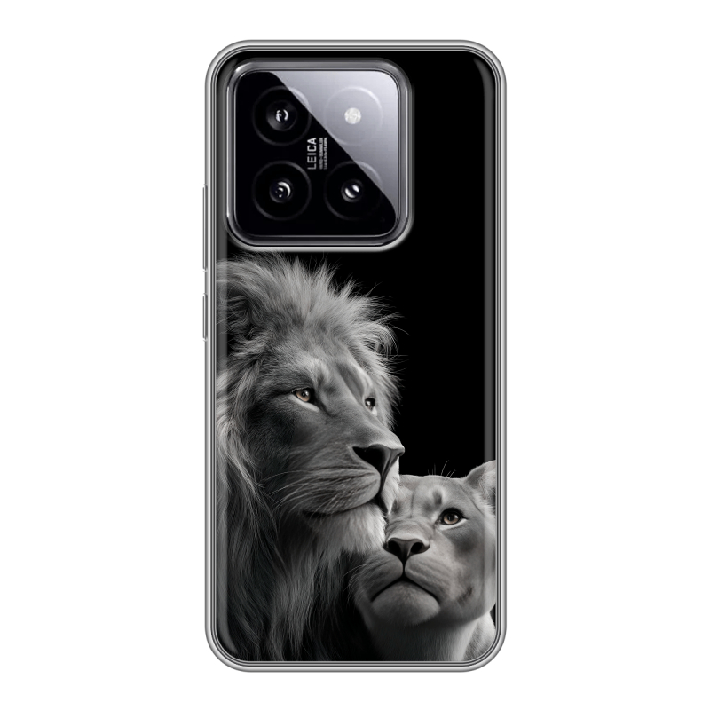Силиконовый чехол на Xiaomi 14 с принтом Лев кошки Силиконовый чехол на Xiaomi 14 с принтом Лев кошки
