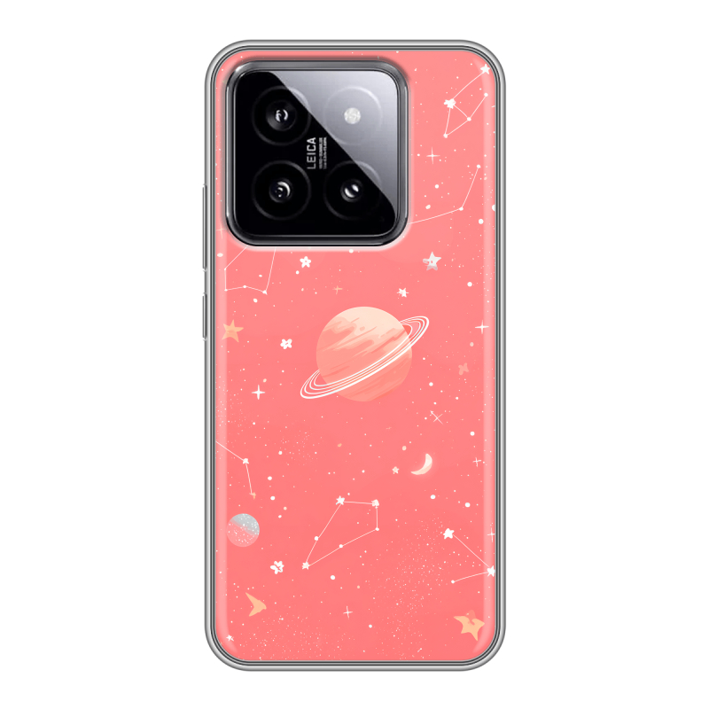 Силиконовый чехол на Xiaomi 14 с принтом Розовый космос Силиконовый чехол на Xiaomi 14 с принтом Розовый космос