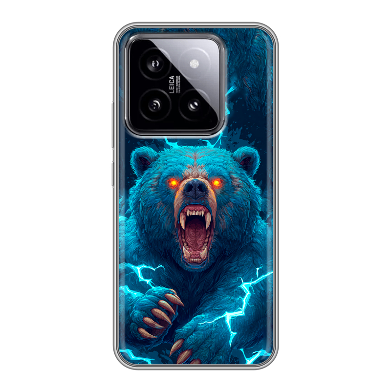 Силиконовый чехол на Xiaomi 14 с принтом Медведь Силиконовый чехол на Xiaomi 14 с принтом Медведь