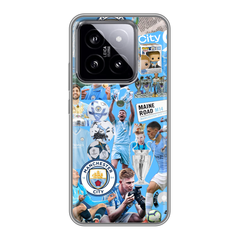 Силиконовый чехол на Xiaomi 14 с принтом Man City Манчестер Сити Силиконовый чехол на Xiaomi 14 с принтом Man City Манчестер Сити