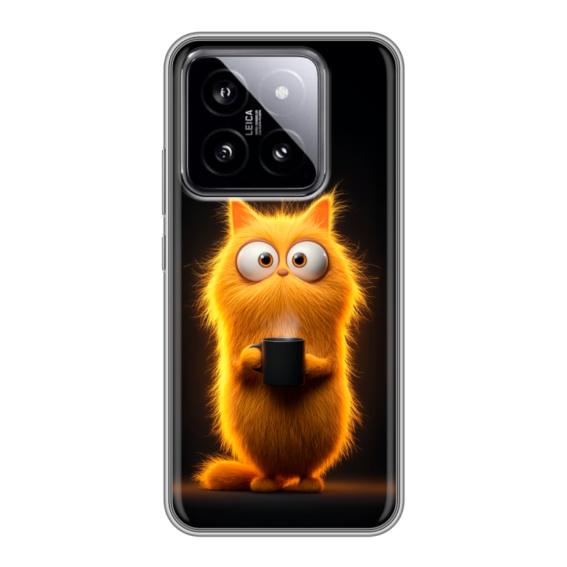 Силиконовый чехол на Xiaomi 14 с принтом Смешной кот Силиконовый чехол на Xiaomi 14 с принтом Смешной кот