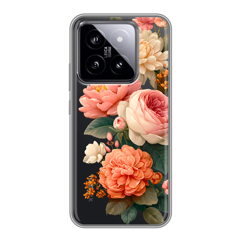 Силиконовый чехол на Xiaomi 14 с принтом цветы Силиконовый чехол на Xiaomi 14 с принтом цветы