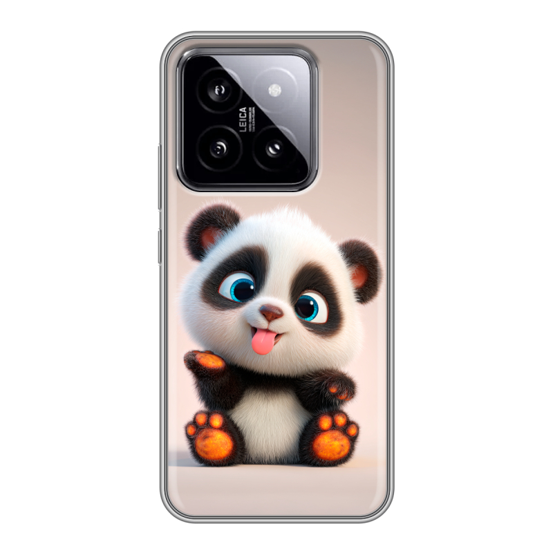 Силиконовый чехол на Xiaomi 14 с принтом милая панда Силиконовый чехол на Xiaomi 14 с принтом милая панда