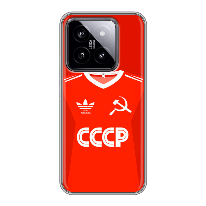 Силиконовый чехол на Xiaomi 14 с принтом Флаг Герб СССР Силиконовый чехол на Xiaomi 14 с принтом Флаг Герб СССР