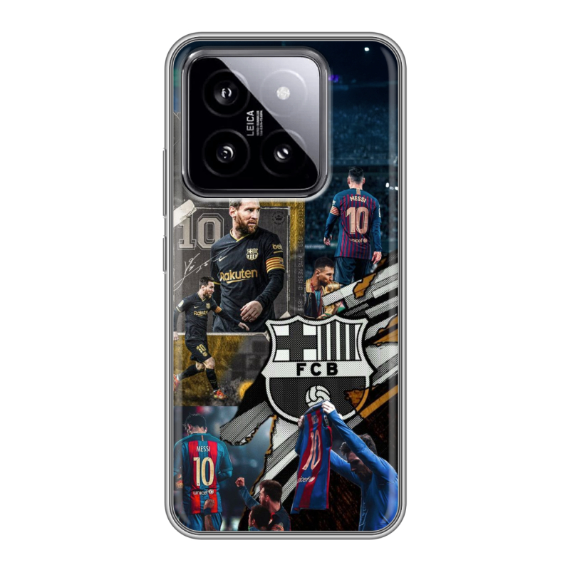 Силиконовый чехол на Xiaomi 14 с принтом Messi Barcelona Силиконовый чехол на Xiaomi 14 с принтом Messi Barcelona