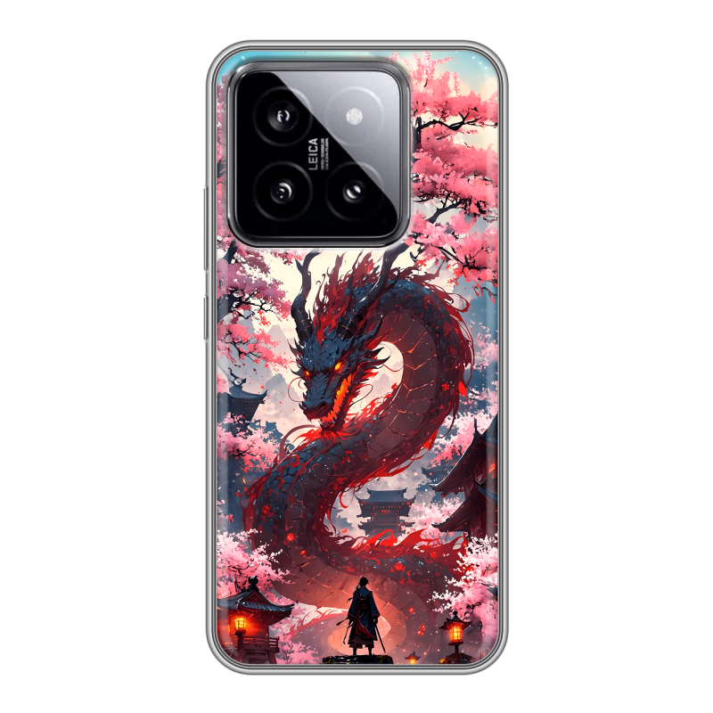 Силиконовый чехол на Xiaomi 14 с принтом Дракон Японский Силиконовый чехол на Xiaomi 14 с принтом Дракон Японский
