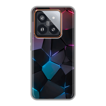 Силиконовый чехол на Xiaomi 14 Pro с принтом Геометрия неона