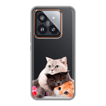 Силиконовый чехол на Xiaomi 14 Pro с принтом Кошки