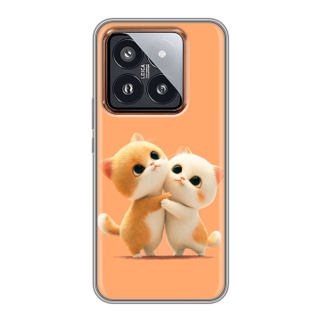 Силиконовый чехол на Xiaomi 14 Pro с принтом Милые котики