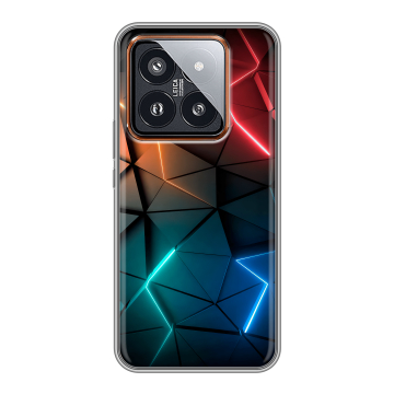 Силиконовый чехол на Xiaomi 14 Pro с принтом Абстракция неон