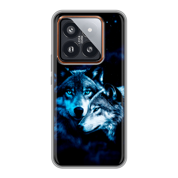 Силиконовый чехол на Xiaomi 14 Pro с принтом Волки