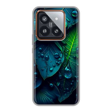 Силиконовый чехол на Xiaomi 14 Pro с принтом Листья