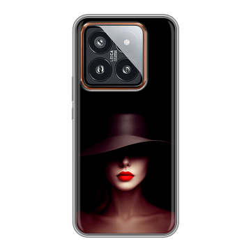 Силиконовый чехол на Xiaomi 14 Pro с принтом Девушка в шляпе Силиконовый чехол на Xiaomi 14 Pro с принтом Девушка в шляпе