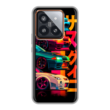 Силиконовый чехол на Xiaomi 14 Pro с принтом Гоночные машины Силиконовый чехол на Xiaomi 14 Pro с принтом Гоночные машины