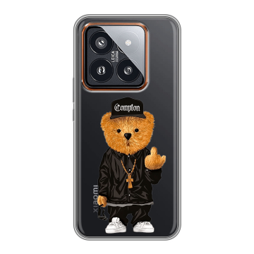Силиконовый чехол на Xiaomi 14 Pro с принтом Мишка