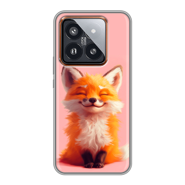 Силиконовый чехол на Xiaomi 14 Pro с принтом милая лиса Силиконовый чехол на Xiaomi 14 Pro с принтом милая лиса