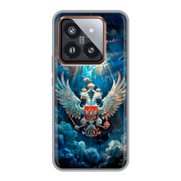 Силиконовый чехол на Xiaomi 14 Pro с принтом Герб флаг России