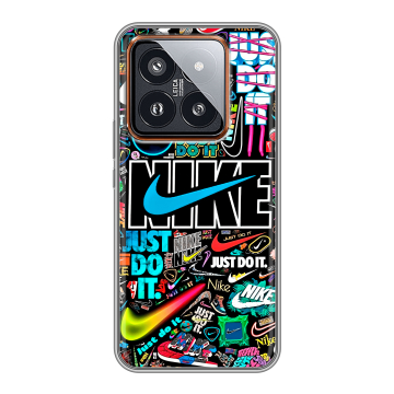 Силиконовый чехол на Xiaomi 14 Pro с принтом найк nike черный