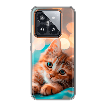 Силиконовый чехол на Xiaomi 14 Pro с принтом котик