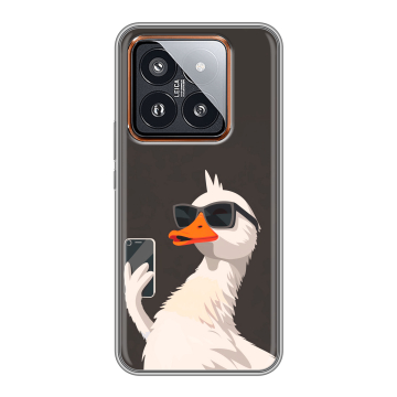 Силиконовый чехол на Xiaomi 14 Pro с принтом утка в очках