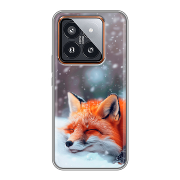 Силиконовый чехол на Xiaomi 14 Pro с принтом лиса