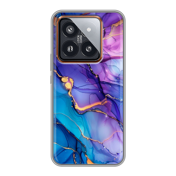 Силиконовый чехол на Xiaomi 14 Pro с принтом синий мрамор