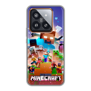 Силиконовый чехол на Xiaomi 14 Pro с принтом Майнкрафт Minecraft