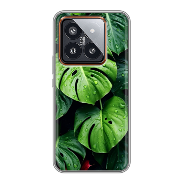 Силиконовый чехол на Xiaomi 14 Pro с принтом Листья