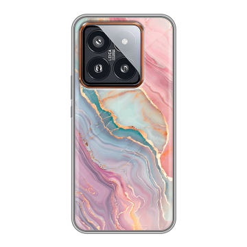Силиконовый чехол на Xiaomi 14 Pro с принтом розовый мрамор Силиконовый чехол на Xiaomi 14 Pro с принтом розовый мрамор