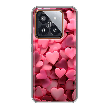 Силиконовый чехол на Xiaomi 14 Pro с принтом розовые сердечки Силиконовый чехол на Xiaomi 14 Pro с принтом розовые сердечки