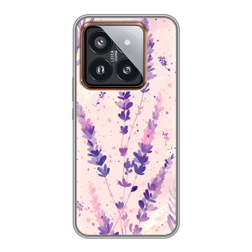 Силиконовый чехол на Xiaomi 14 Pro с принтом цветы лаванда Силиконовый чехол на Xiaomi 14 Pro с принтом цветы лаванда