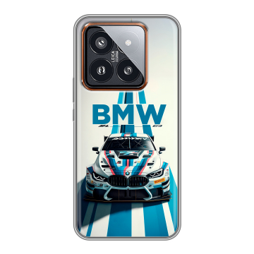 Силиконовый чехол на Xiaomi 14 Pro с принтом БМВ BMW Силиконовый чехол на Xiaomi 14 Pro с принтом БМВ BMW