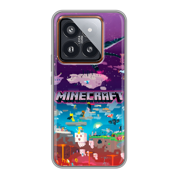 Силиконовый чехол на Xiaomi 14 Pro с принтом Майнкрафт Minecraft Силиконовый чехол на Xiaomi 14 Pro с принтом Майнкрафт Minecraft