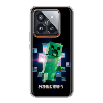 Силиконовый чехол на Xiaomi 14 Pro с принтом Майнкрафт Minecraft Силиконовый чехол на Xiaomi 14 Pro с принтом Майнкрафт Minecraft