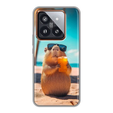 Силиконовый чехол на Xiaomi 14 Pro с принтом Капибара Силиконовый чехол на Xiaomi 14 Pro с принтом Капибара