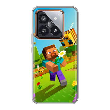 Силиконовый чехол на Xiaomi 14 Pro с принтом Майнкрафт Minecraft Силиконовый чехол на Xiaomi 14 Pro с принтом Майнкрафт Minecraft