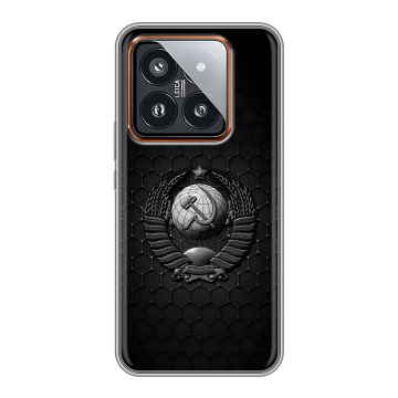 Силиконовый чехол на Xiaomi 14 Pro с принтом Герб Флаг СССР Силиконовый чехол на Xiaomi 14 Pro с принтом Герб Флаг СССР