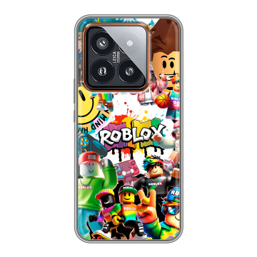 Силиконовый чехол на Xiaomi 14 Pro с принтом Roblox Роблокс