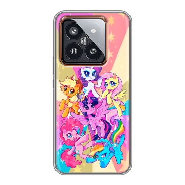 Силиконовый чехол на Xiaomi 14 Pro с принтом My little pony Дружба чудо Силиконовый чехол на Xiaomi 14 Pro с принтом My little pony Дружба чудо
