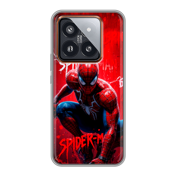 Силиконовый чехол на Xiaomi 14 Pro с принтом Spiderman Человек паук