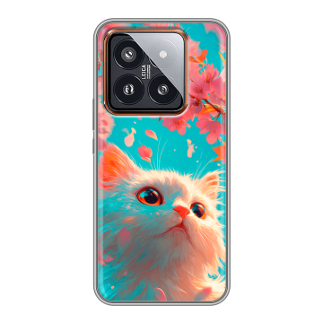 Силиконовый чехол на Xiaomi 14 Pro с принтом Красивый кот