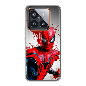 Силиконовый чехол на Xiaomi 14 Pro с принтом Spiderman Человек паук
