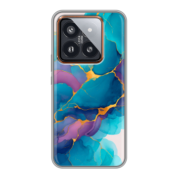 Силиконовый чехол на Xiaomi 14 Pro с принтом Мрамор блестки