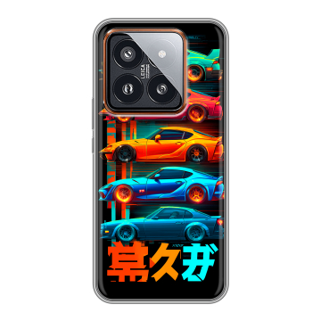 Силиконовый чехол на Xiaomi 14 Pro с принтом машины тачки