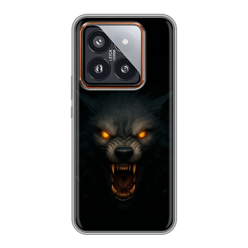 Силиконовый чехол на Xiaomi 14 Pro с принтом Волк